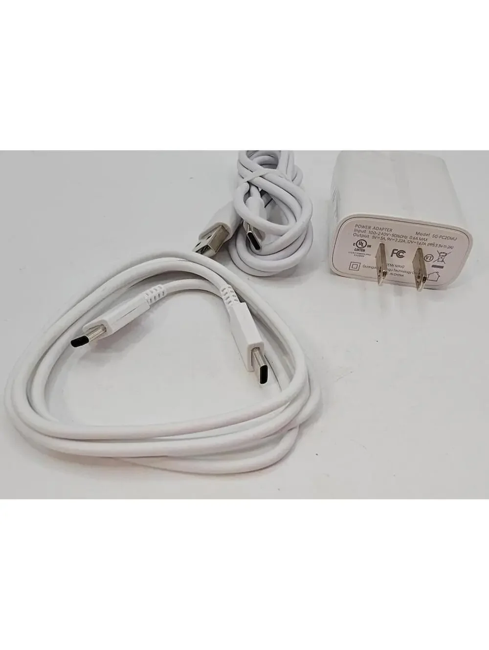 White USB-C Charger Adapter with 2 USB-C Cable